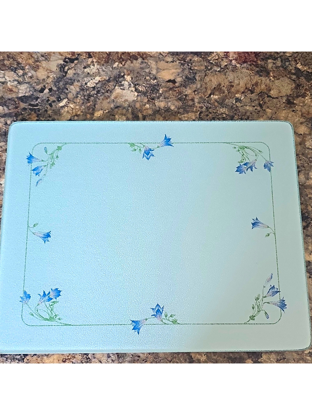 CorningWare Counter Saver Glass Cutting Board Rectangle Blue Dusk Pattern